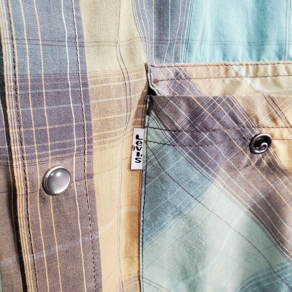 Levis Mens S Shirt Plaid Western Pearl Snap Casual Lightweight Cowboy Ranch - Picture 9 of 11